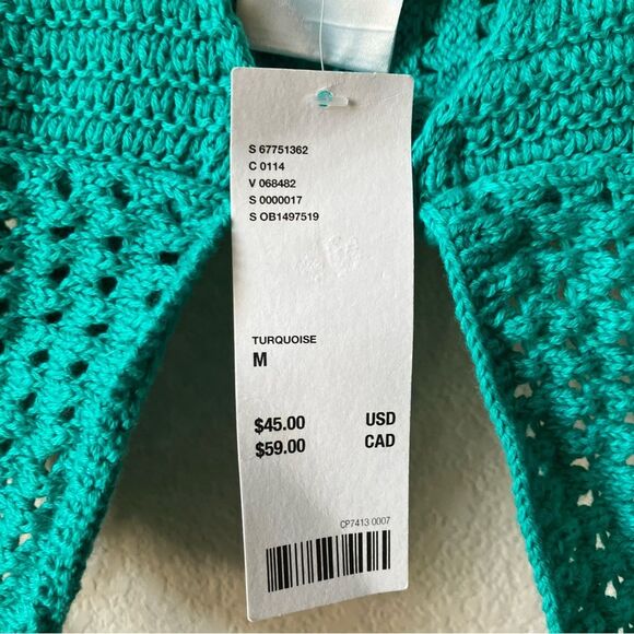 NWT Urban Outfitters Blue Crochet Beach Boho Summer Mermaid Woven Coverup Top M - Picture 6 of 6